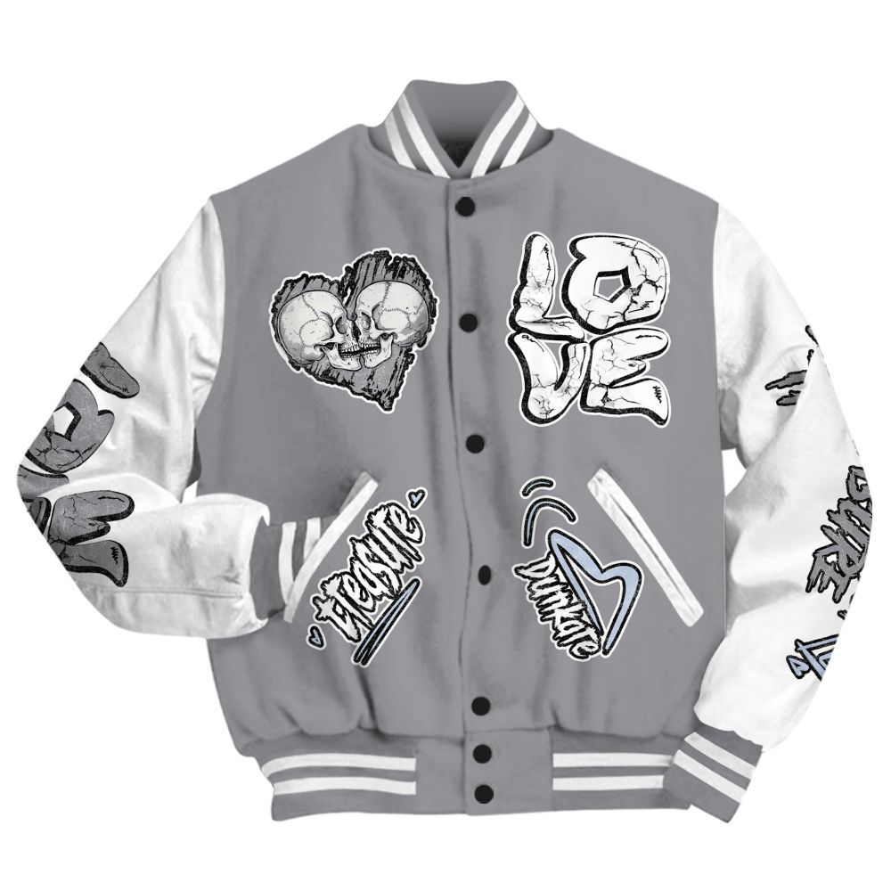 Varsity Jacket To Match Low Cement Grey 11s - Skull Bear All Over Print