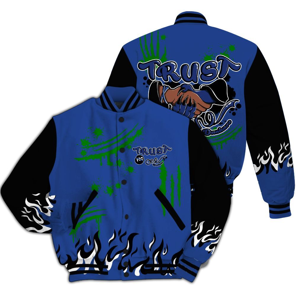 Varsity Jacket To Match Retro Hyper Royal 13s - Graphic Trust No One All Over Print