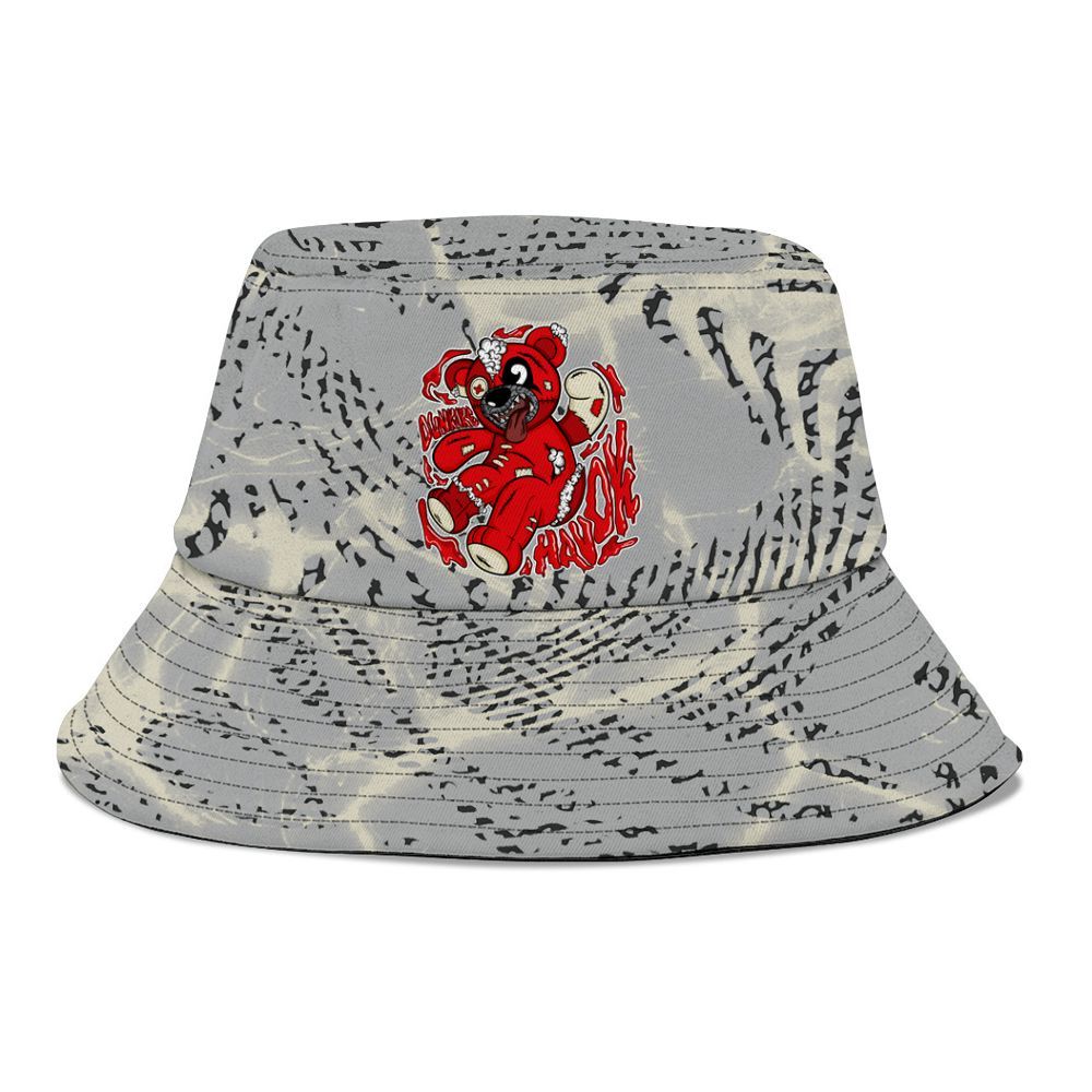 Bucket Hat To Match Cement Grey 3s - Havok Bear Graphic