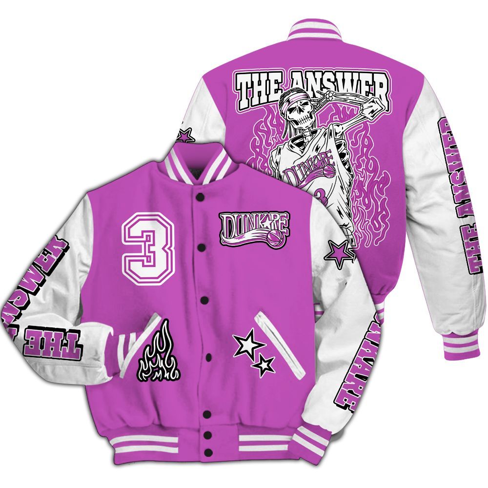 Varsity Jacket To Match Hyper Violet 4s - Allen Answer Skeleton All Over Print
