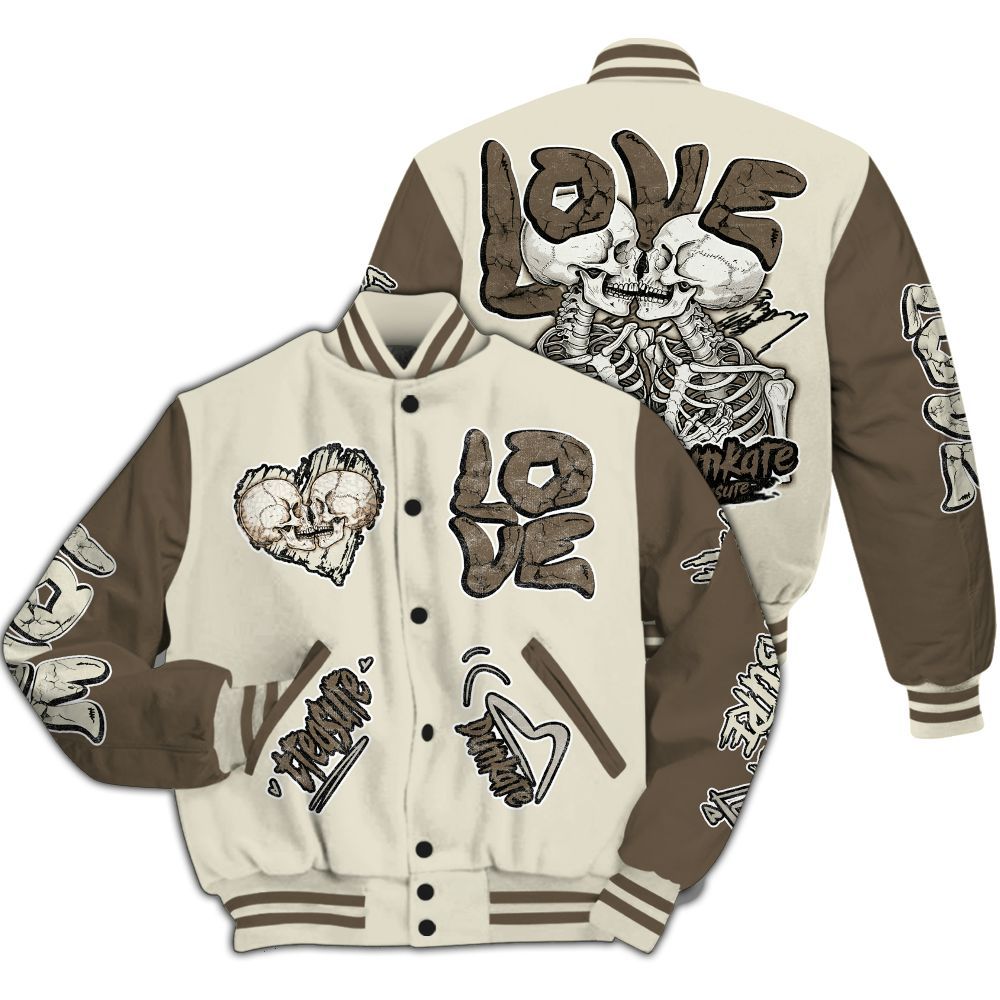 Varsity Jacket To Match Orewood Brown 3s - Skull Bear All Over Print