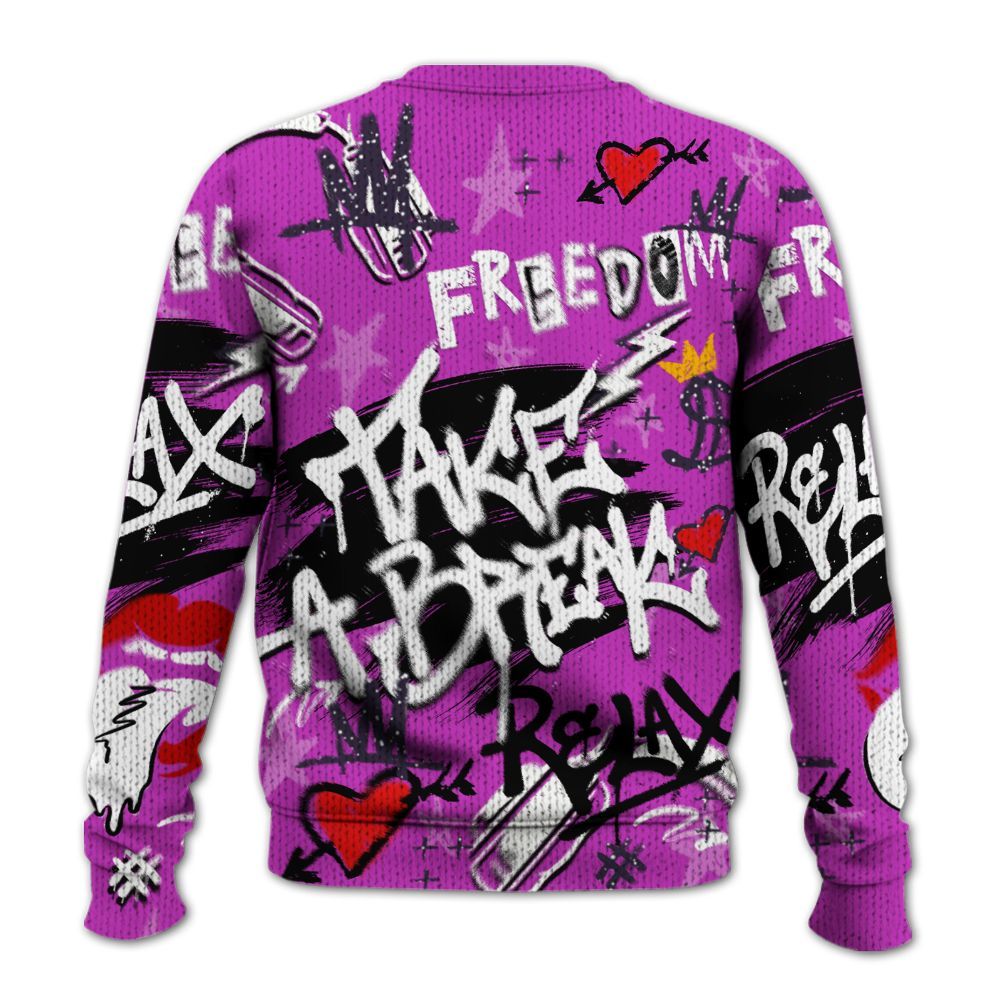 Knitted Sweater To Match Ja 2 Staregazer - Take Break Freedom Graffiti Streetwear