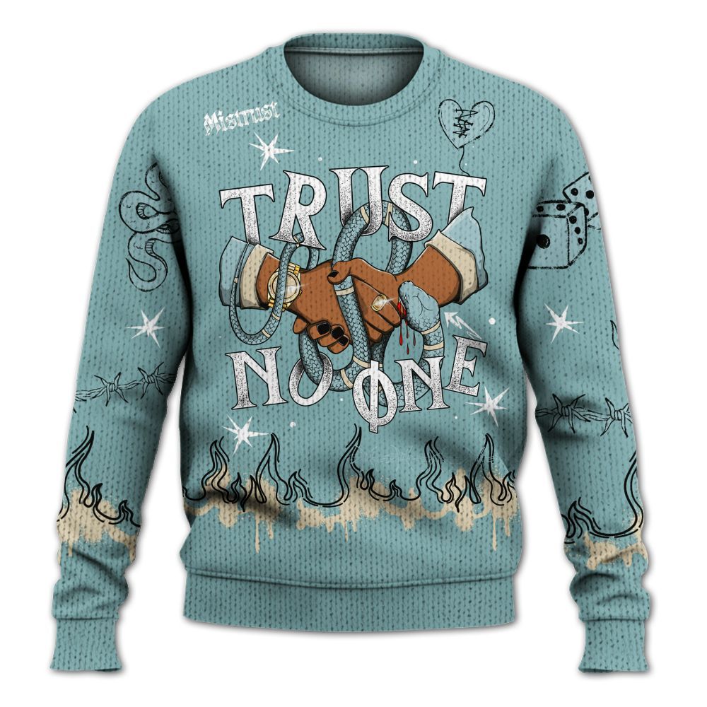 Knitted Sweater To Match Dunk Low Glacier Blue Pale Ivory - Trust No One Snake-Bite Doodle Crayon