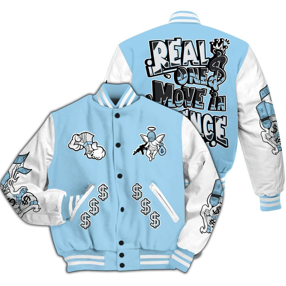 Varsity Jacket To Match Legend Blue 11s - Ones Move In Silence Graphic All Over Print