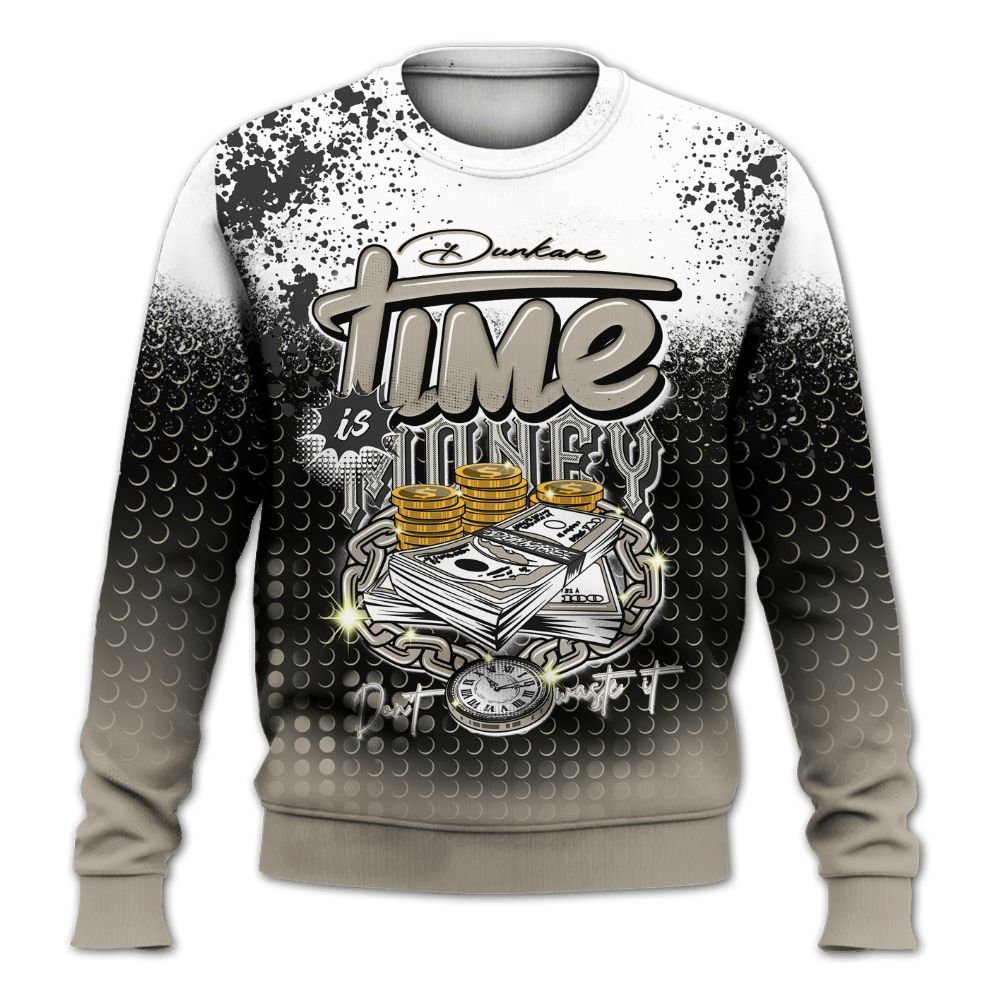 Sweatshirt To Match RM Light Bone 4s - Halftone Time Is Money All Over Print