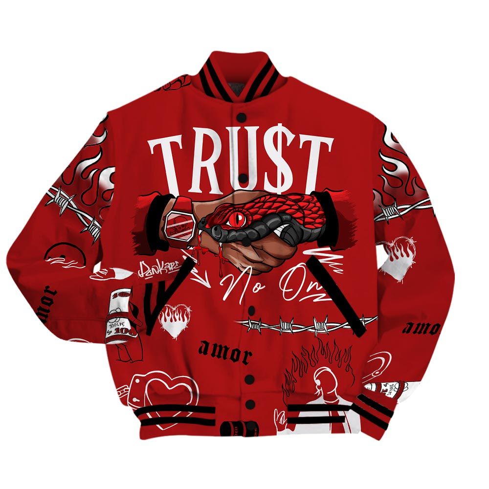 Varsity Jacket To Match Varsity Jacket Snake Trust No One, 12 Red Taxi - To Match Sneaker Red Taxi 12s 2504 NCT