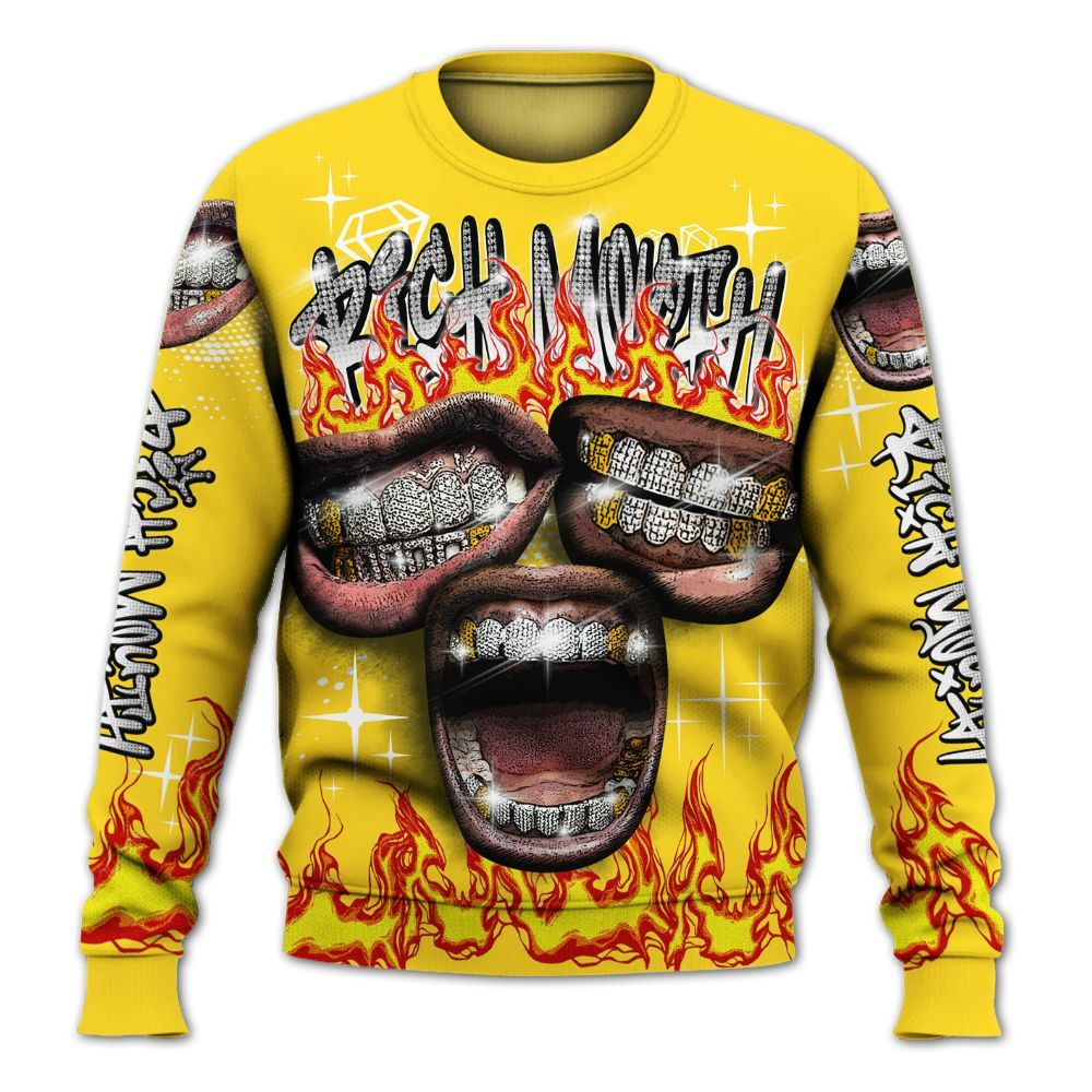 Sweatshirt To Match Retro Thunder 4s - Rich Mouth Fire Rap Retro 90s All Over Print