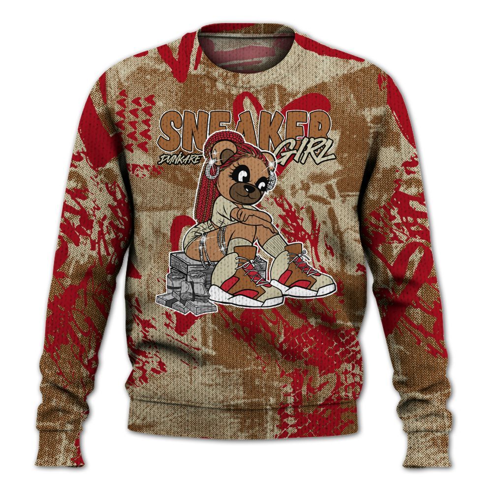 Knitted Sweater To Match Archaeo Brown 5s - Sneaker Girl Bear Heart Grunge