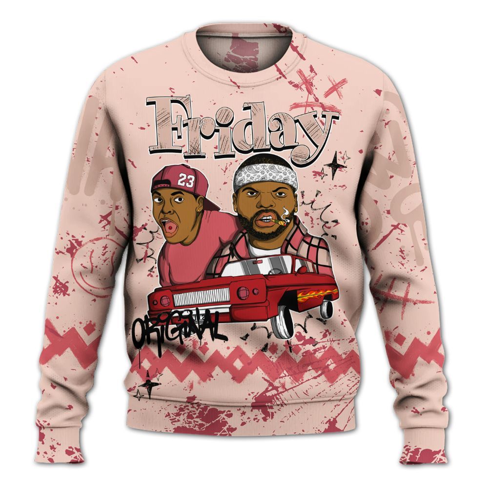 Sweatshirt To Match Washed Coral 2s Shirt, Friday Sneaker Crayon All Over Print