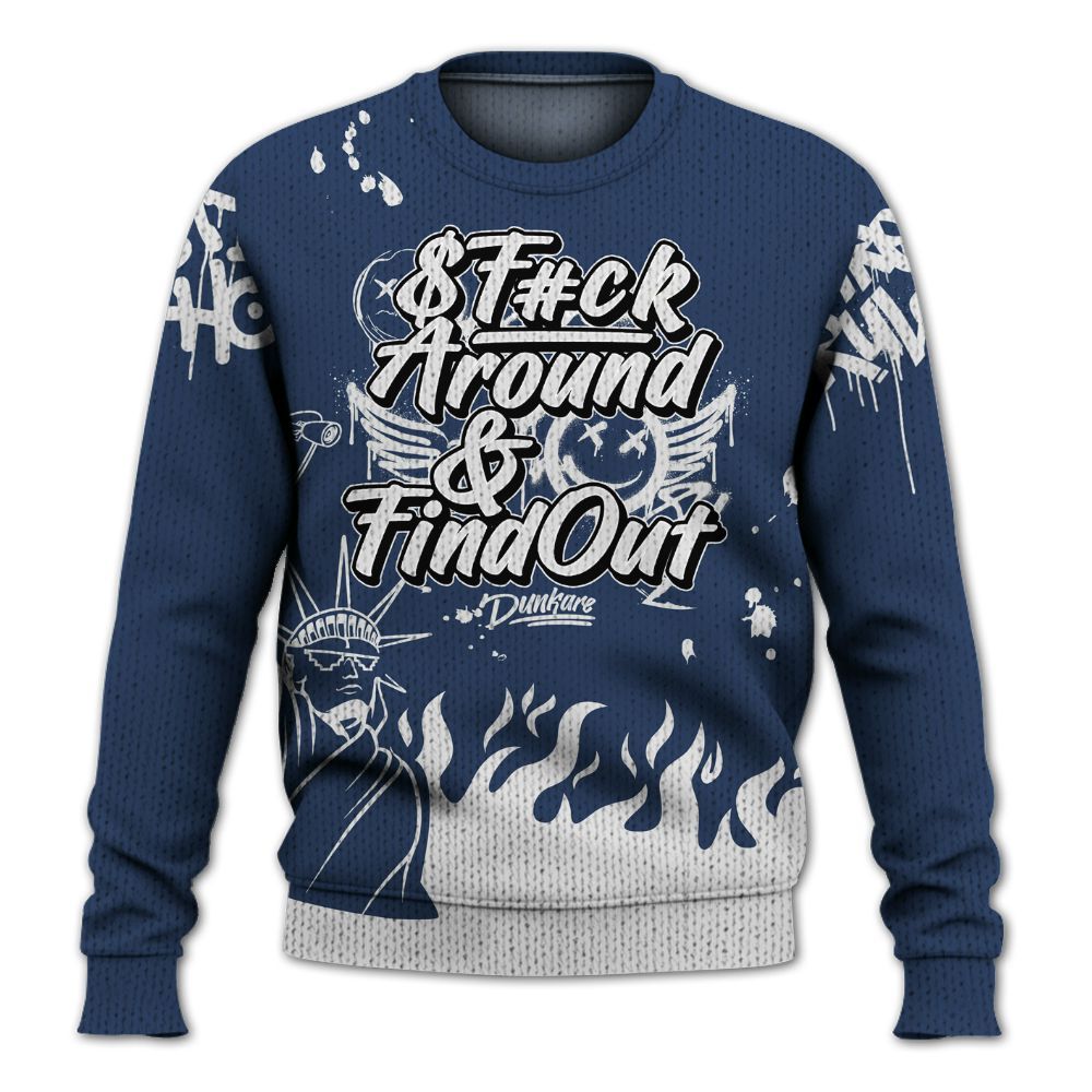 Knitted Sweater To Match Low 85 Metallic Blue 1s - Graphic Fck Around Find Out