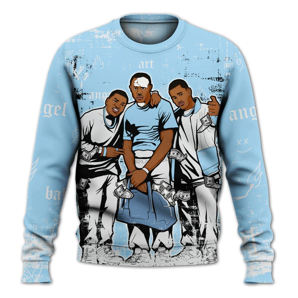 Sweatshirt To Match Legend Blue 11s - Paid In Full Money All Over Print