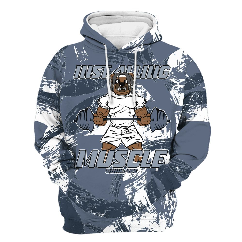 Hoodie To Match Low Diffused Blue 11s - Installing Muscle Bear Circle Slpash All Over Print