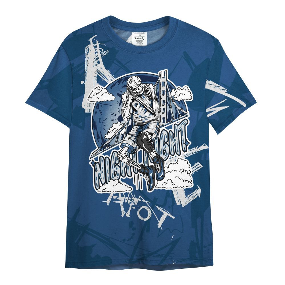 Shirt To Match High OG Midnight Navy 1s - Seeya Skeleton Messyz All Over Print