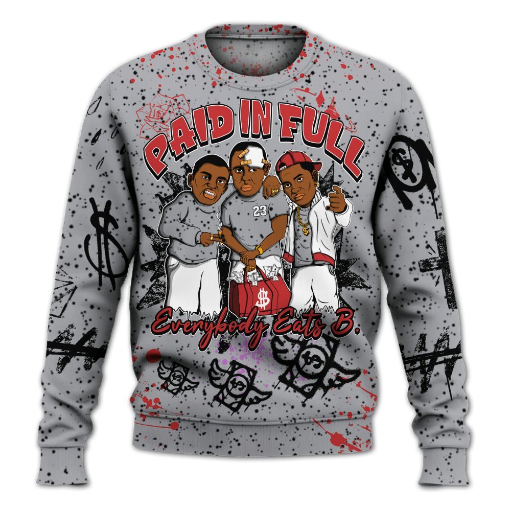 Sweatshirt To Match White Cement 4s - Everybody Paid In Full Crayon All Over Print