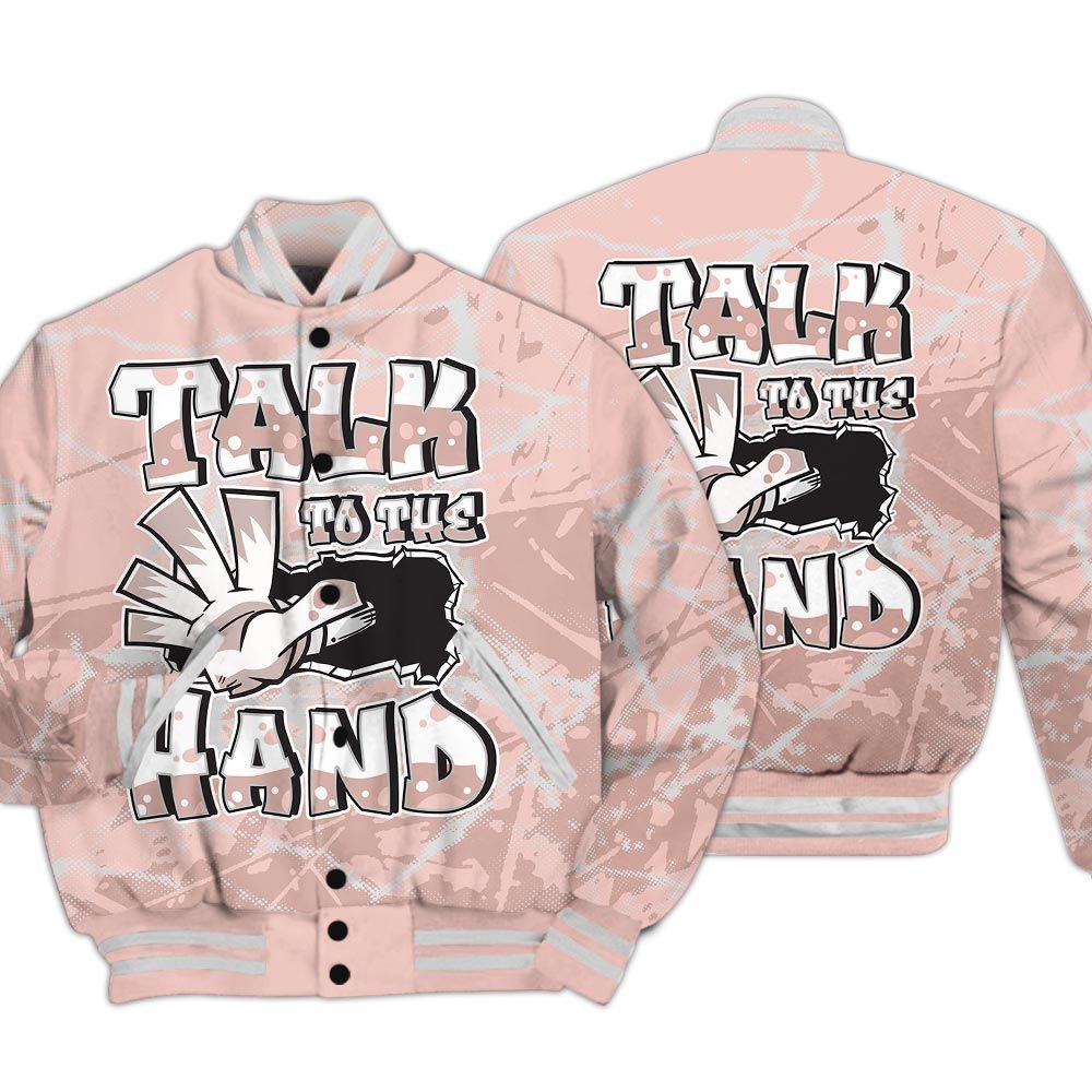 Varsity Jacket To Match Low Legend Pink 11s - Talk To Hand Profound Graphic Varsity Jacket Unisex