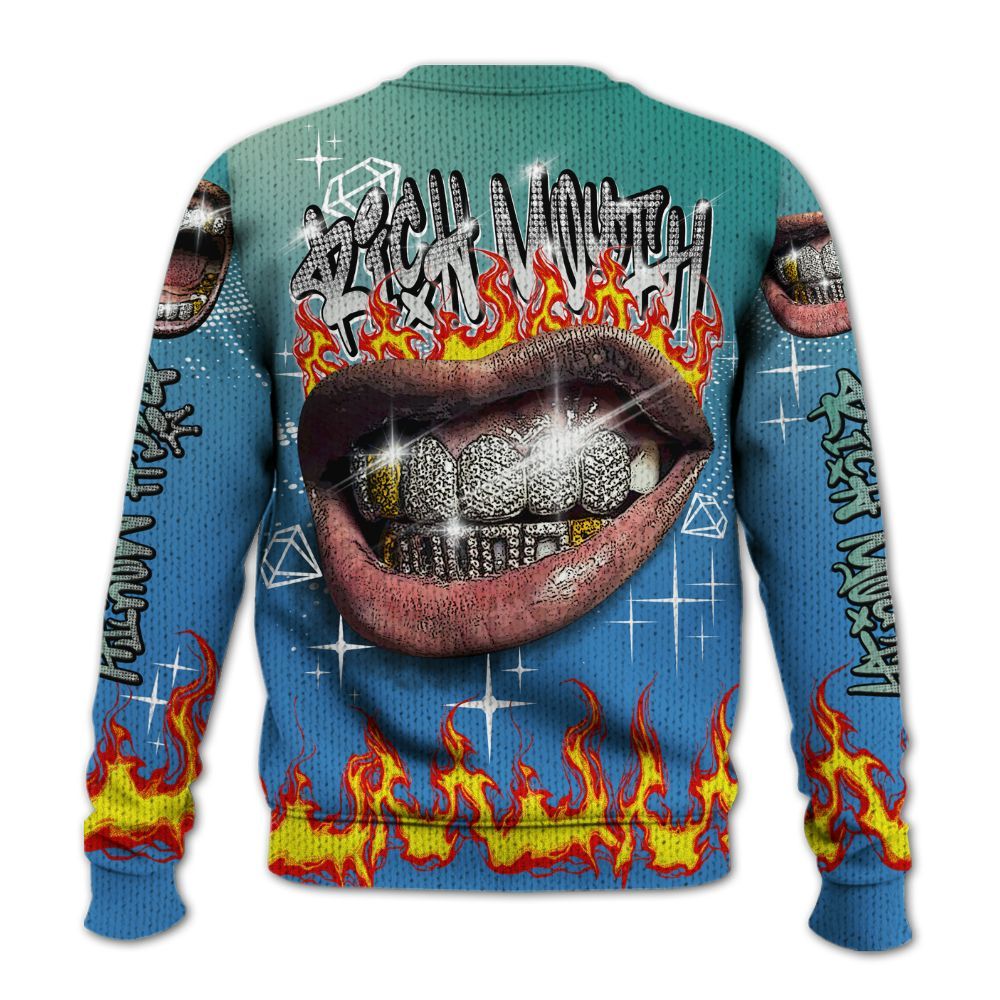 Knitted Sweater To Match Low Carolina 17s - Rich Mouth Fire Rap Retro 90s