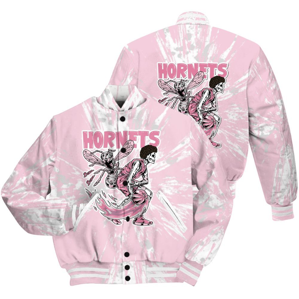 Varsity Jacket To Match Orchid 4s Shirt - Hornets Skeleton Luxury All Over Print