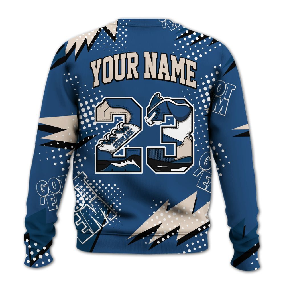 Sweatshirt To Match High OG Midnight Navy 1s - Custom Name Number 23 5s All Over Print