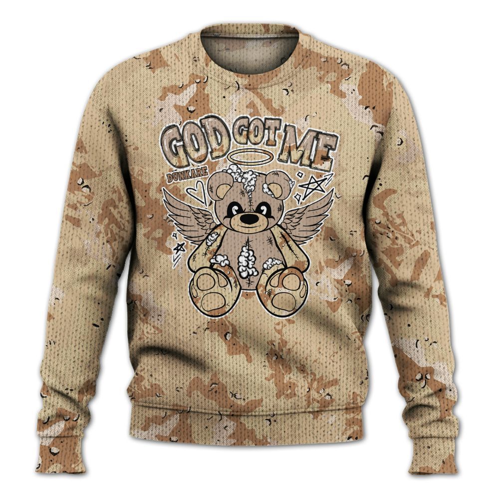 Knitted Sweater To Match Desert Camo 3s - Gods Guides Me Bear Heart Grunge