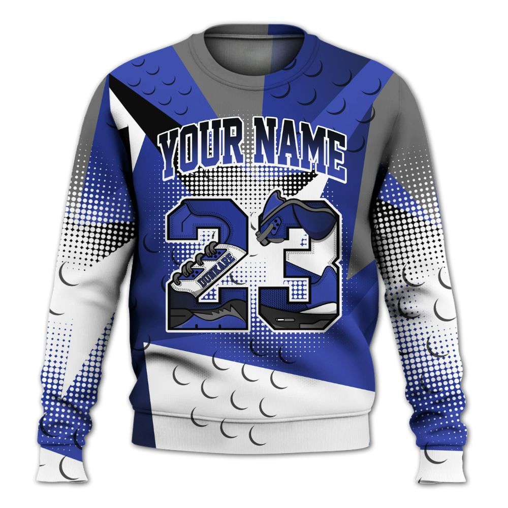 Sweatshirt To Match Air Max Plus Black Racer Blue - Poly Custom Name Number 23 5s All Over Print