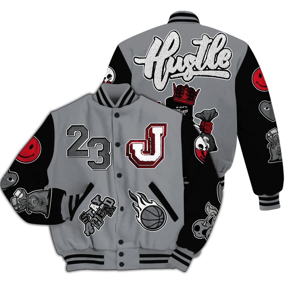 Varsity Jacket To Match Black Cement 3s - Hustles Money Number 23 All Over Print