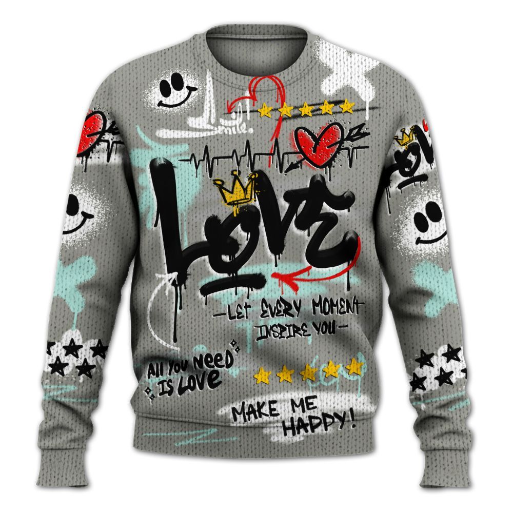 Knitted Sweater To Match Low OG Year Of The Snake 1s - Happy Love Beats Graffiti Streetwear