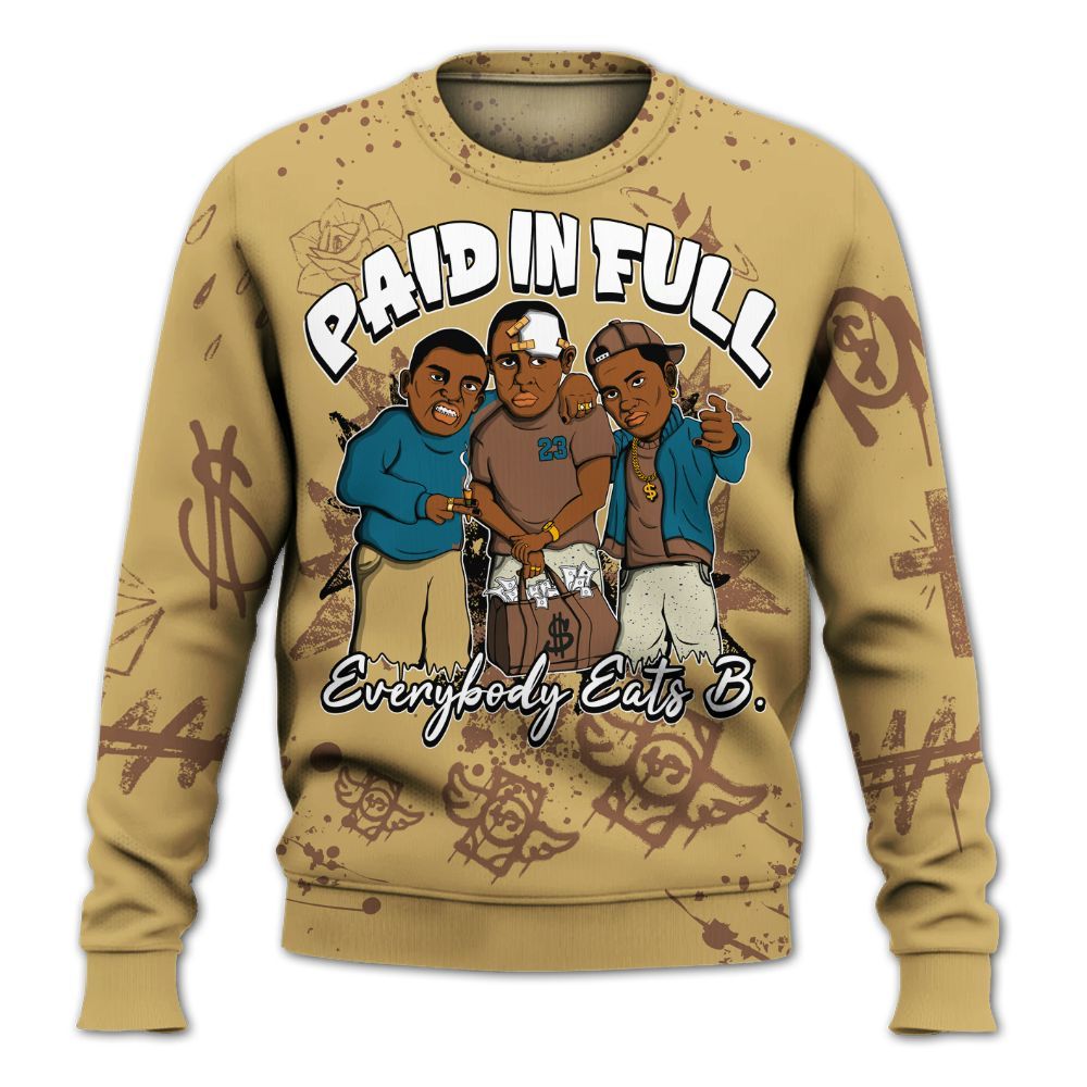 Sweatshirt To Match Retro Cacao Wow 4s - Everybody Paid In Full Crayon All Over Print