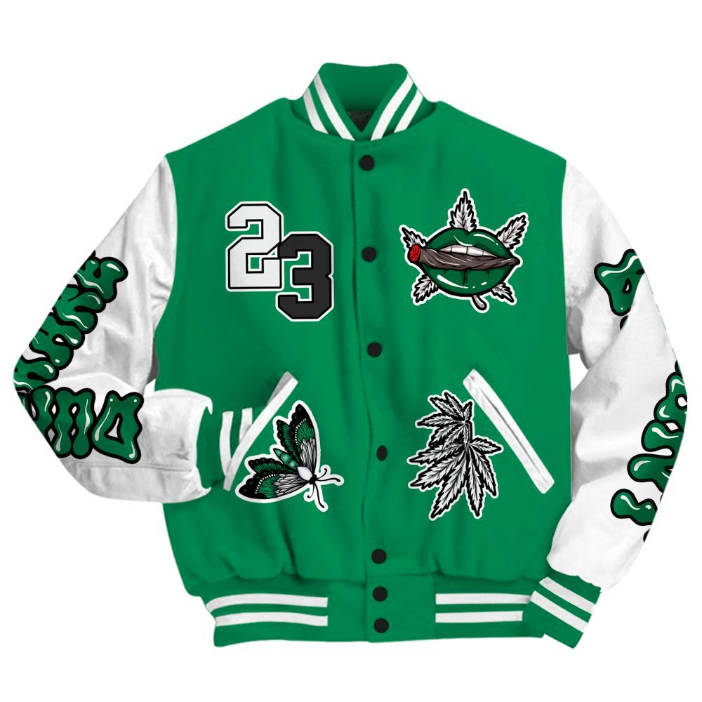 Varsity Jacket To Match Mid Lucky Green 1s - Bluntz Unique All Over Print