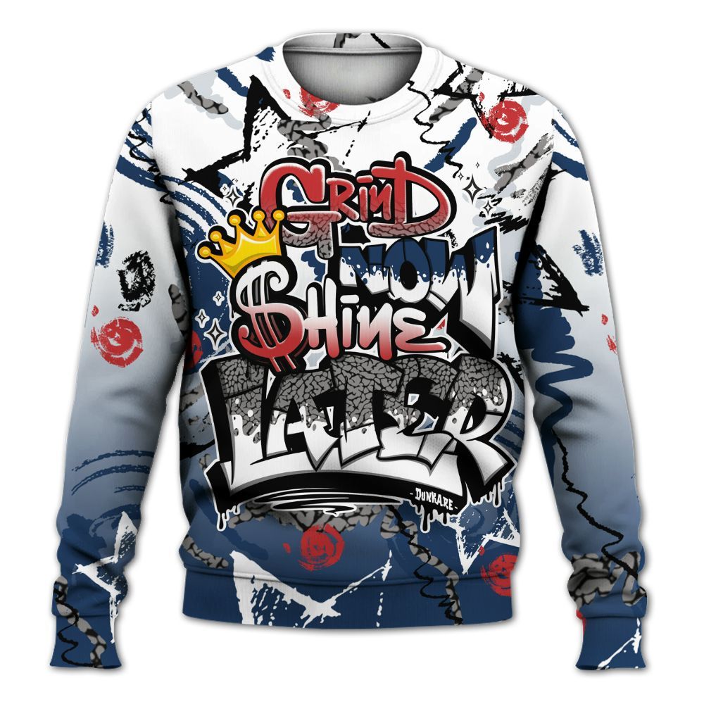 Sweatshirt To Match SP Sport Royal 3s - Grind Shine Later Drip All Over Print