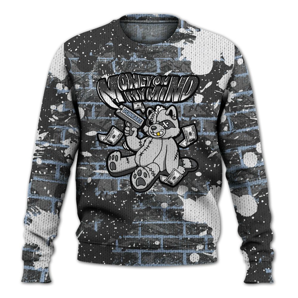 Knitted Sweater To Match Reverse Black White 6s - Money On My Mind Raccoon Brick