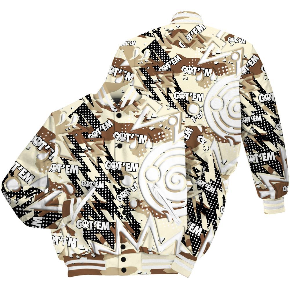 Varsity Jacket To Match Desert Camo 3s Shirt, Retro Vintage 90s All Over Print