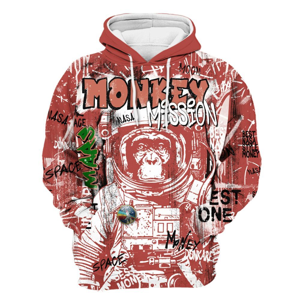 Hoodie To Match Dune Red 13s - Monkey Misson Space All Over Print