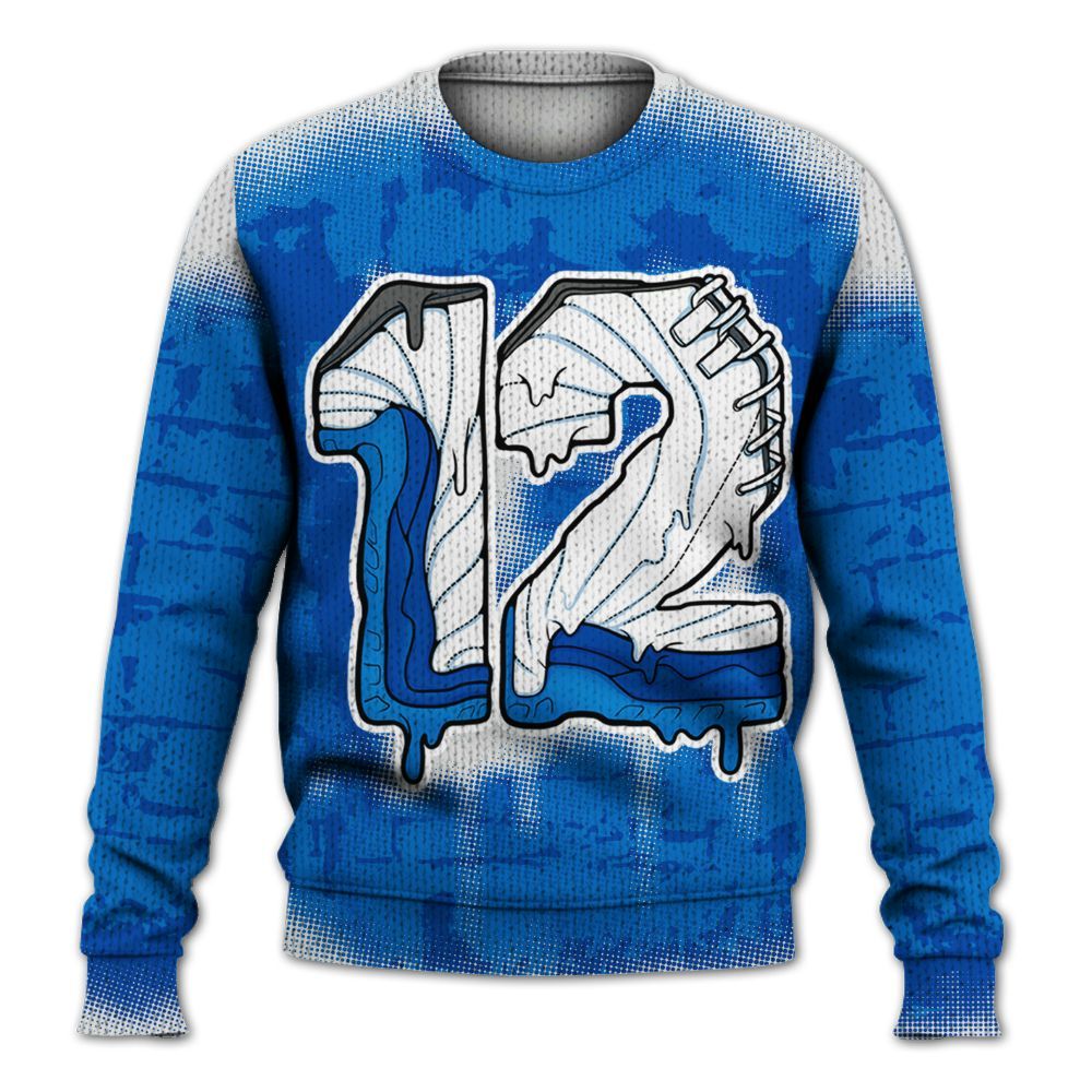 Knitted Sweater To Match Blueberry 12s - No.12 Drip Graphic  Custom Name