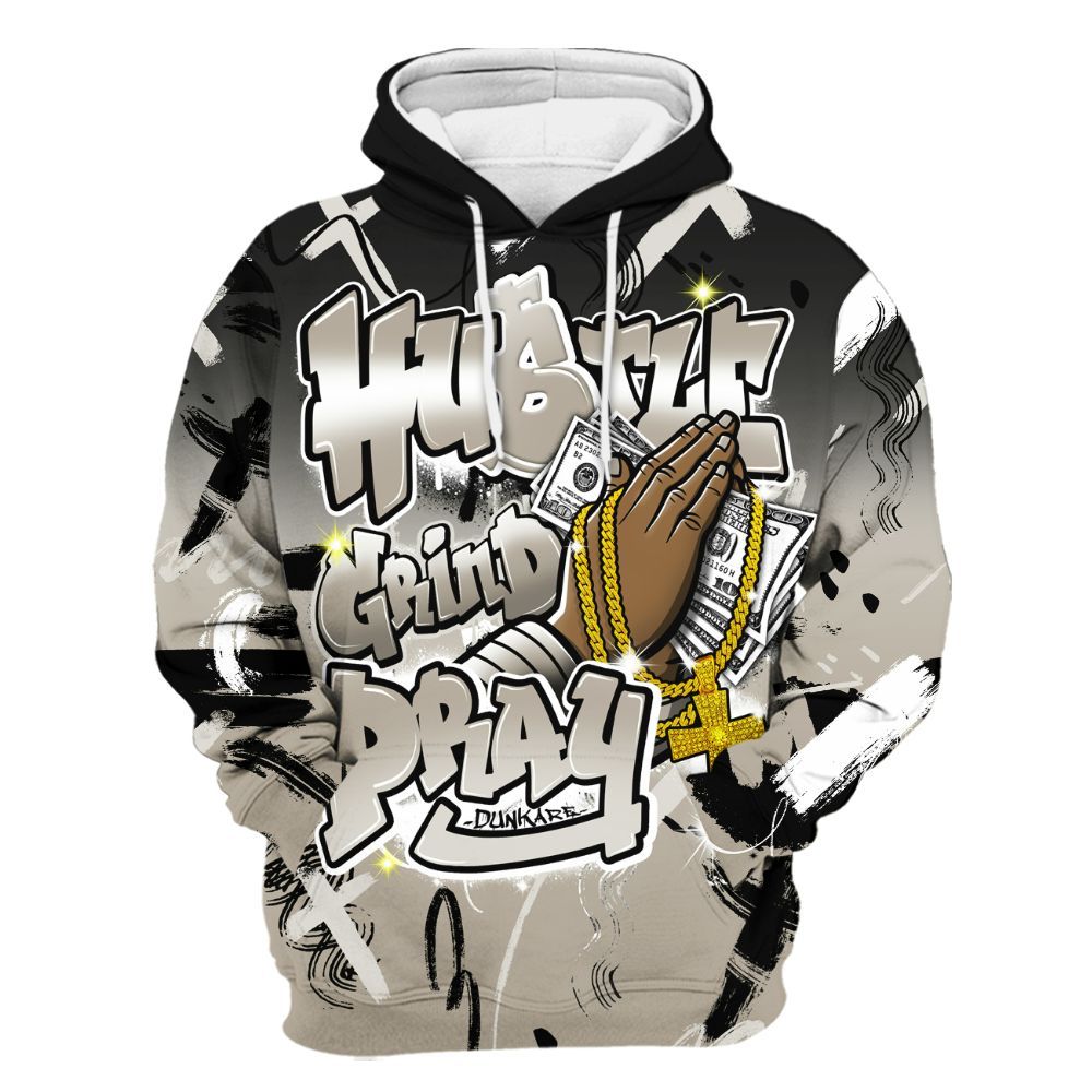 Hoodie To Match RM Light Bone 4s - Money Hustle Grind Pray All Over Print