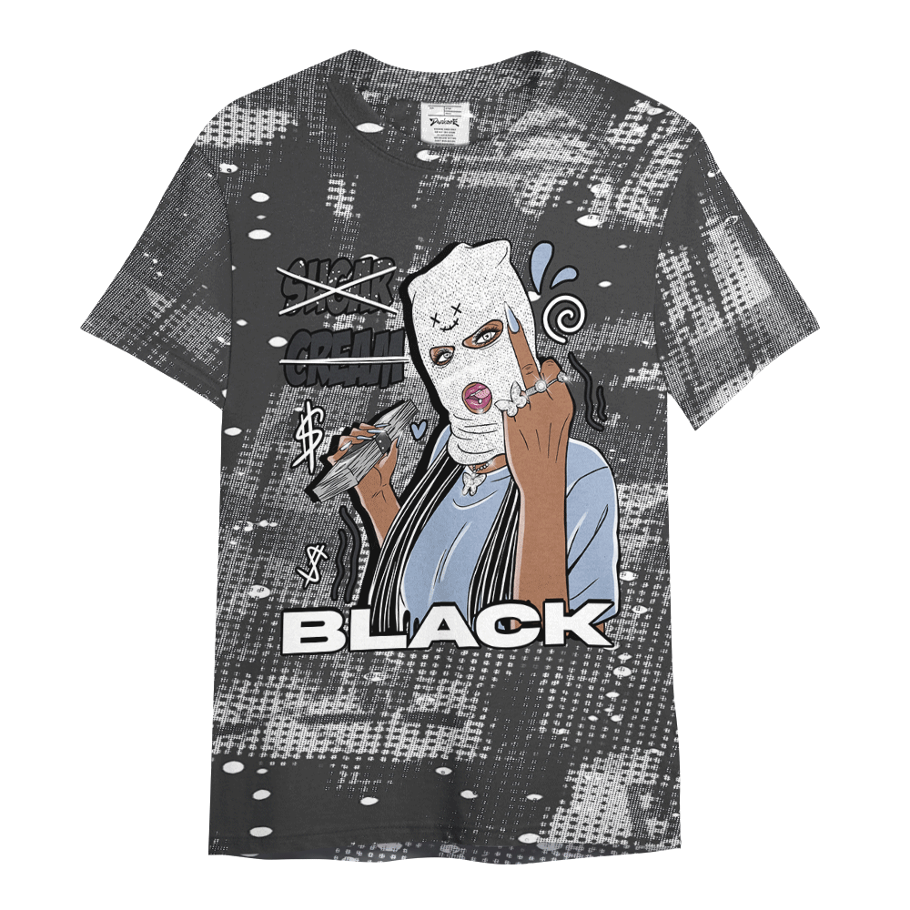 Shirt To Match Reverse Black White 6s - Black Sugarcream Unique Letter Pattern Shirt Unisex