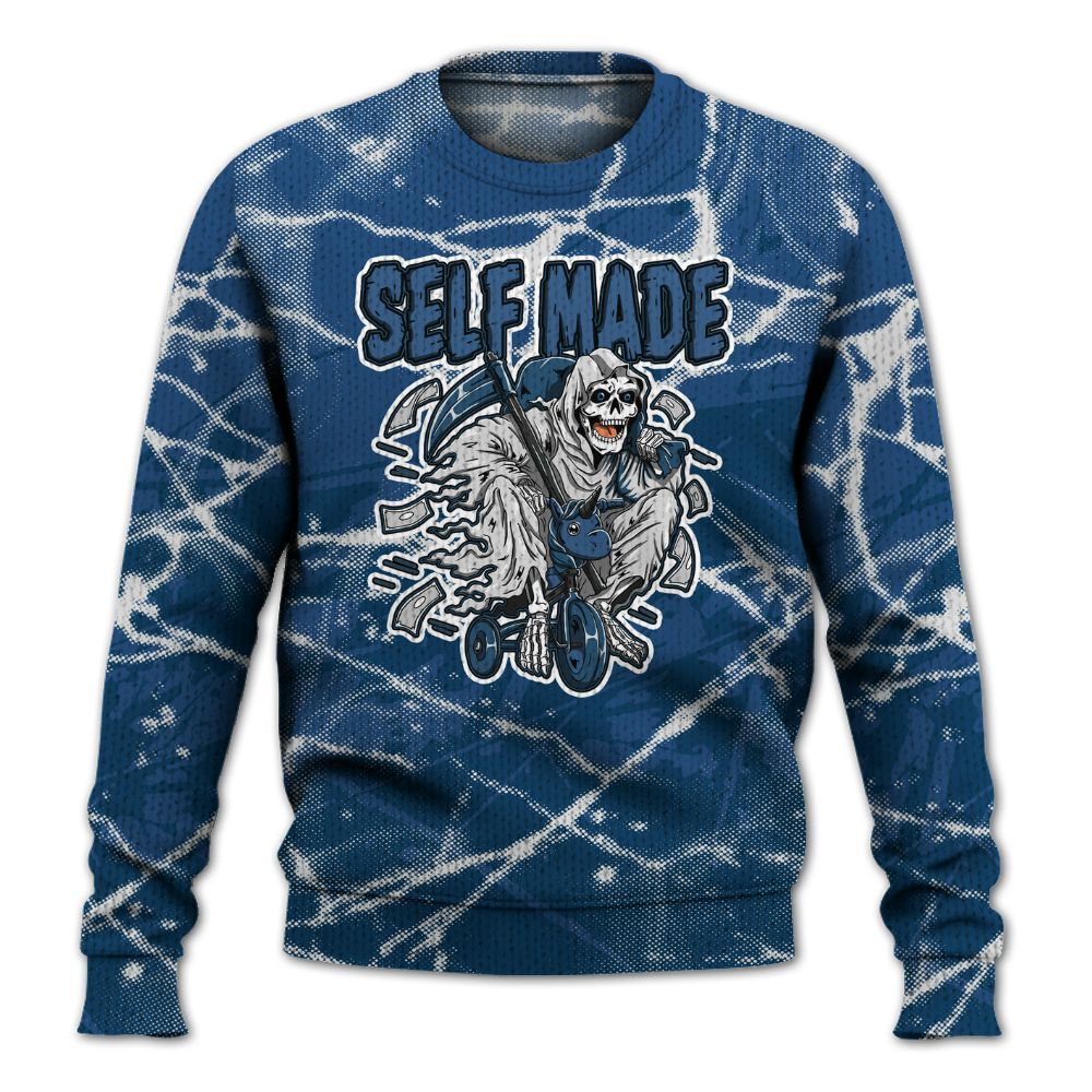 Knitted Sweater To Match High OG Midnight Navy 1s - Self Make Skeleton Profound