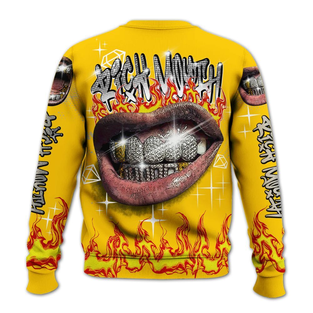 Sweatshirt To Match Vivid Sulfur 4s - Rich Mouth Fire Rap Retro 90s All Over Print