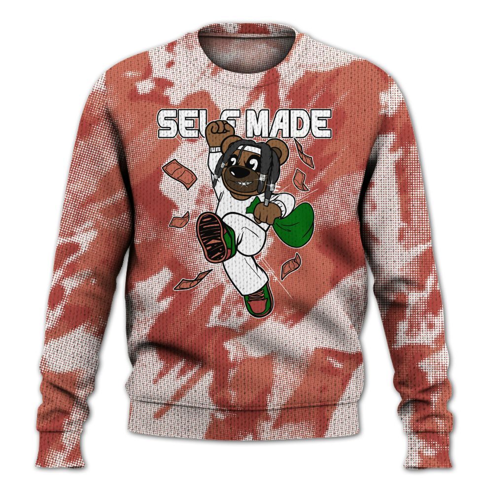 Knitted Sweater To Match Dune Red 13s - Autonomous Bear Abstract Halftone