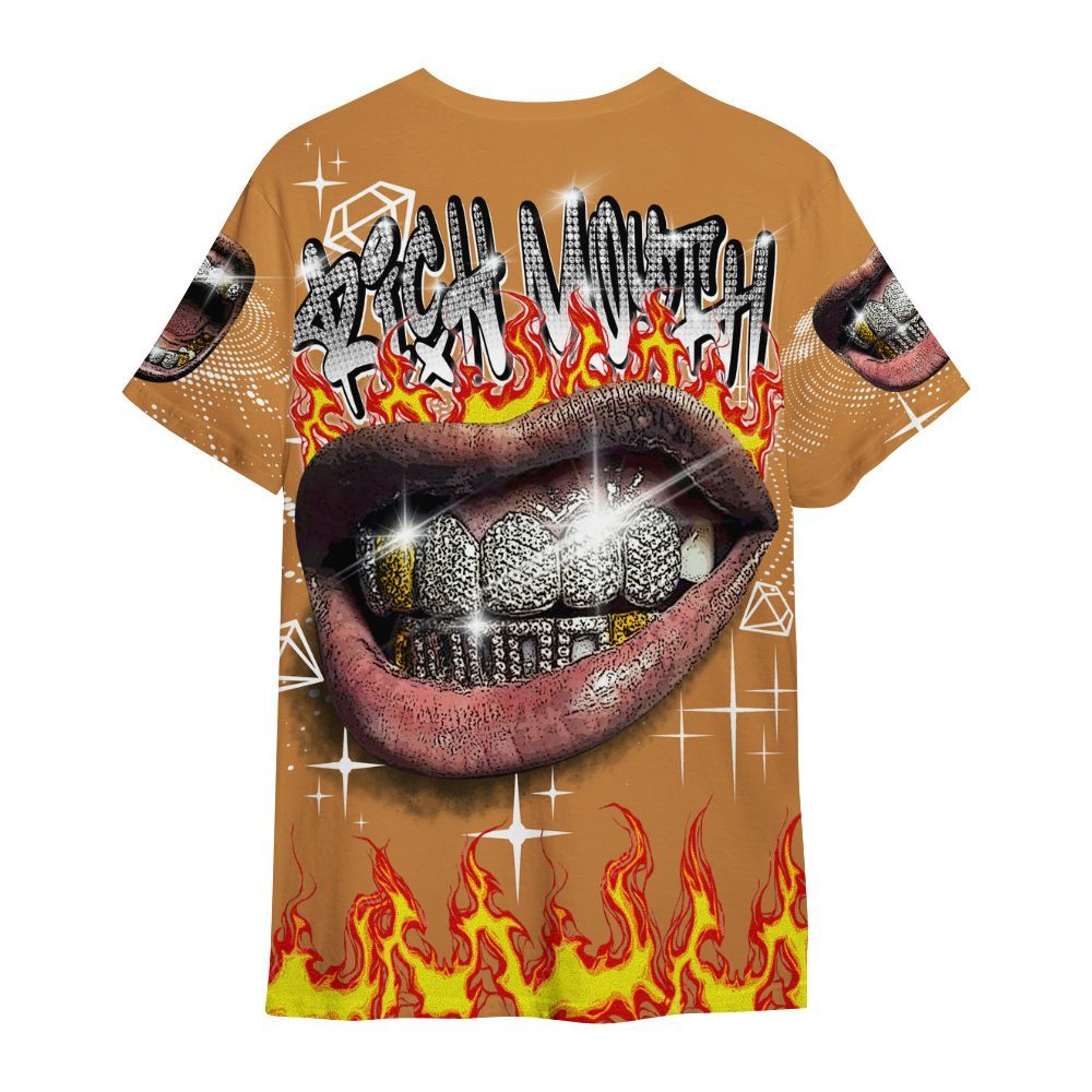 Shirt To Match Dunk Low Nature Wheat Suede - Rich Mouth Fire Rap Retro 90s All Over Print