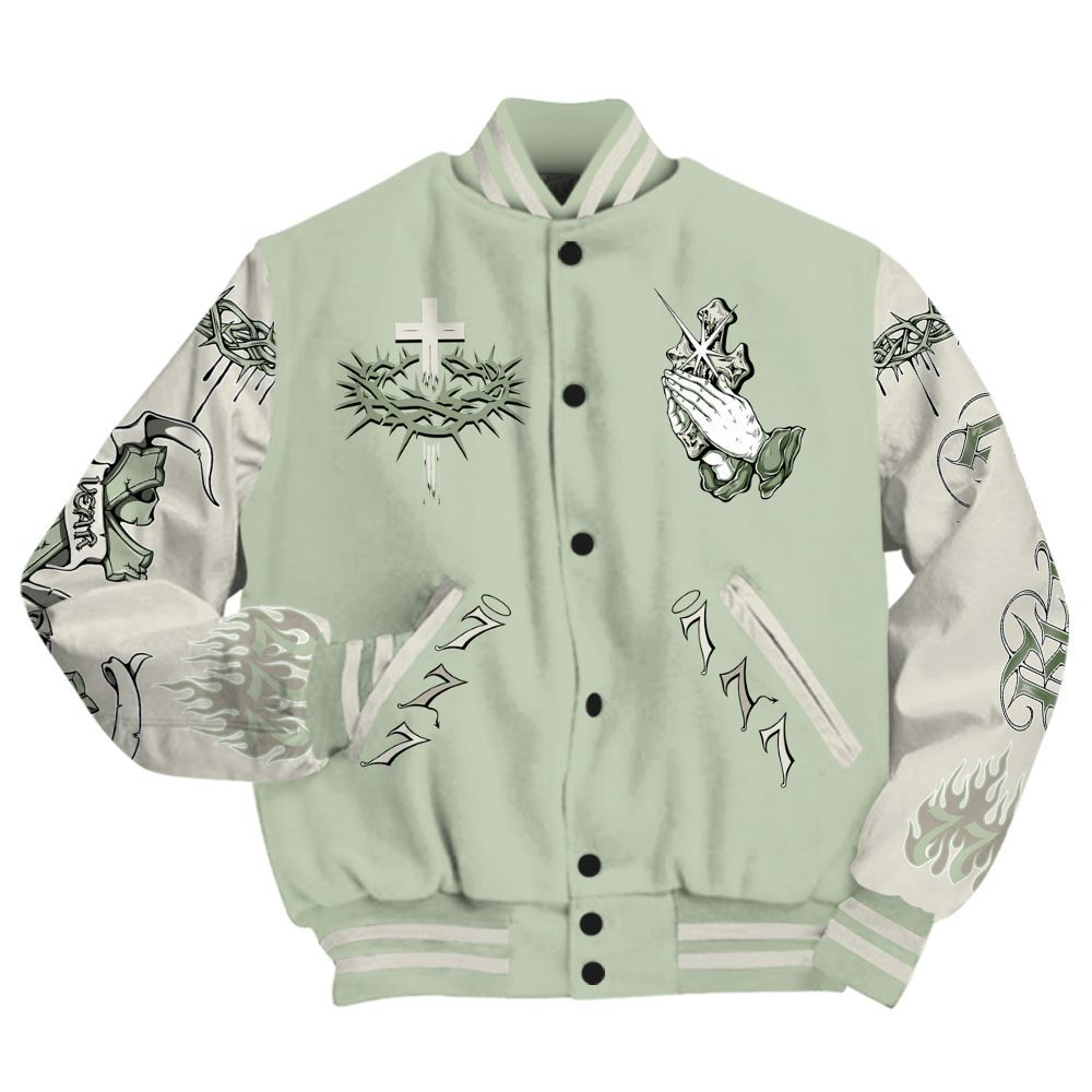 Varsity Jacket To Match Seafoam Sail 4s - God Blessed Custom Name All Over Print