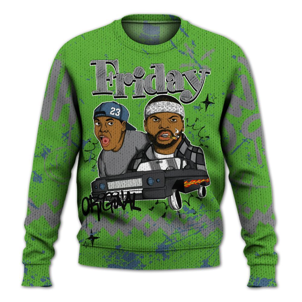 Knitted Sweater To Match Retro Green Bean 5s - Friday Sneaker Crayon