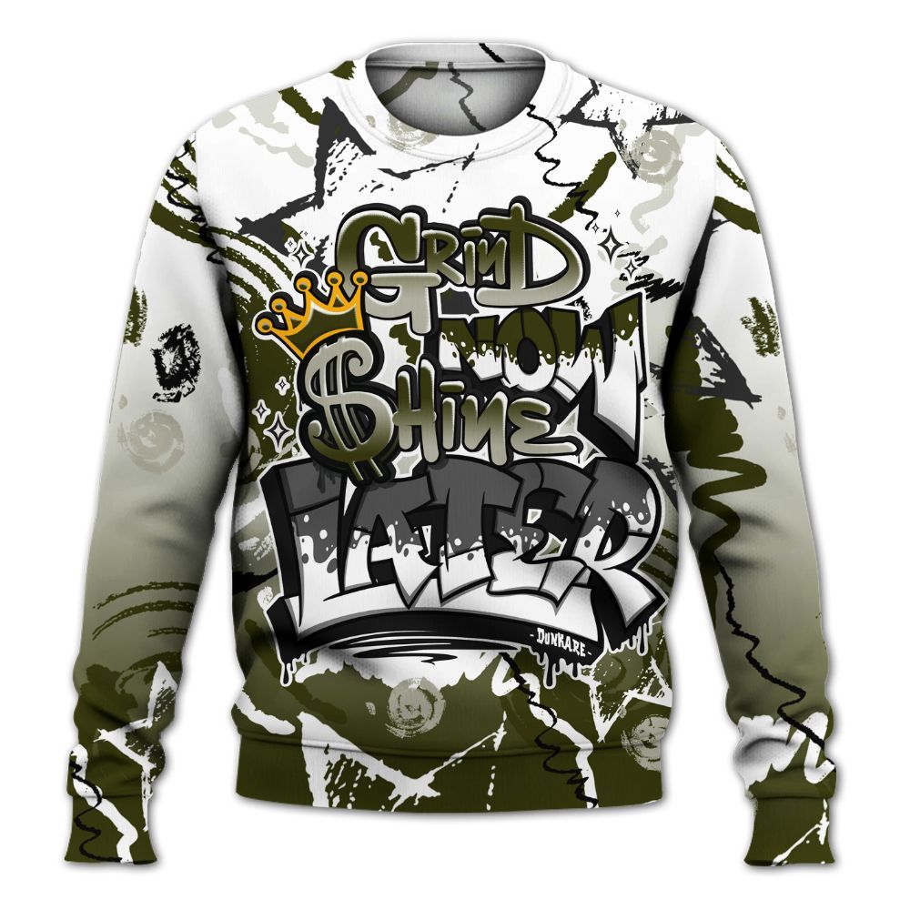 Sweatshirt To Match Dunk Low Pale Ivory Cargo Khaki - Grind Shine Later Drip All Over Print