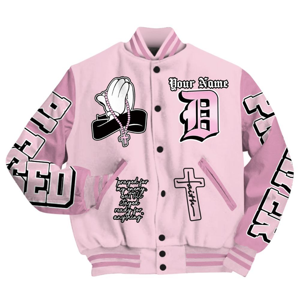 Varsity Jacket To Match Orchid 4s - Prayed For Enemies Graphic Custom Name All Over Print