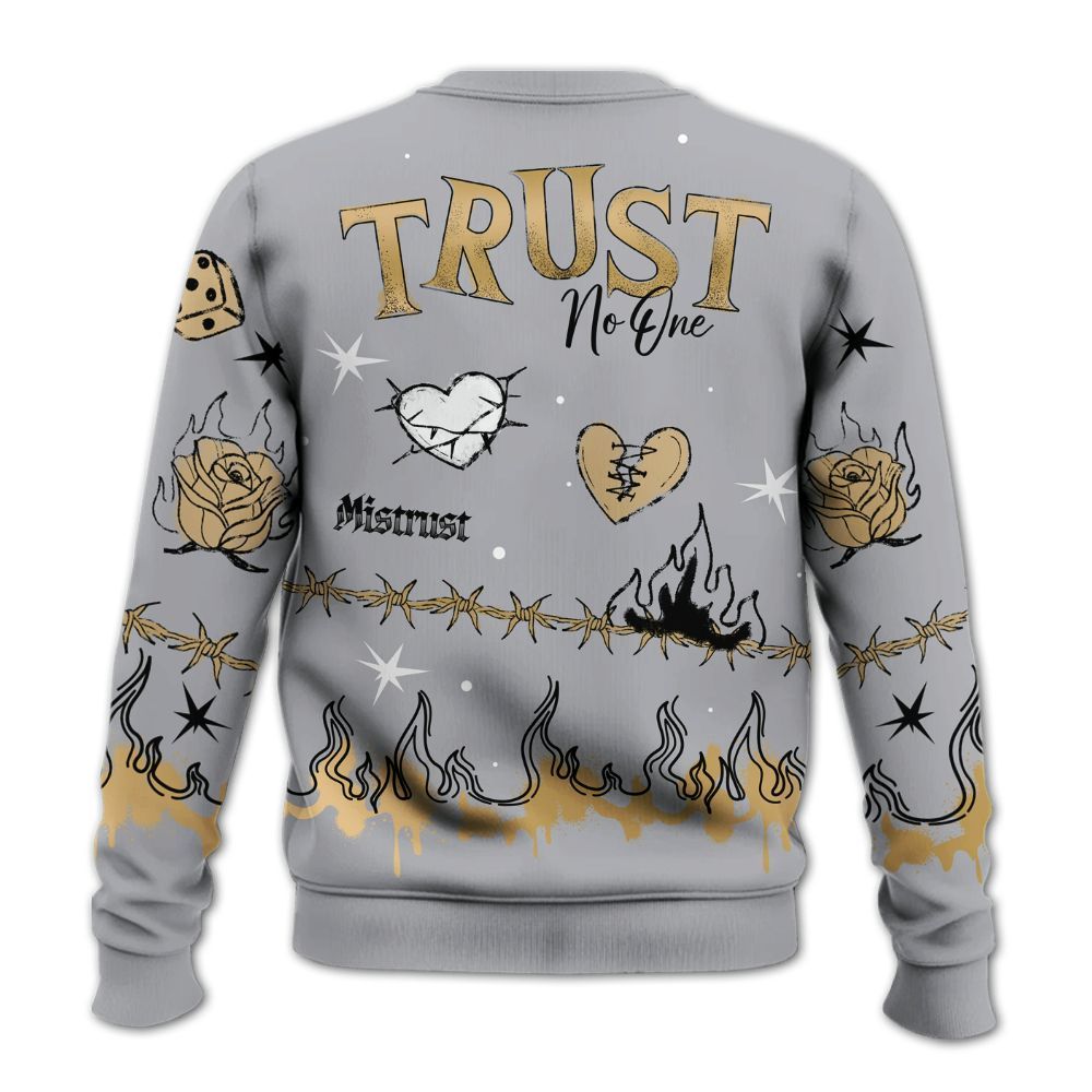 Sweatshirt To Match Retro High OG Cool Grey 1s - Trust No One Snake-Bite Doodle Crayon All Over Print