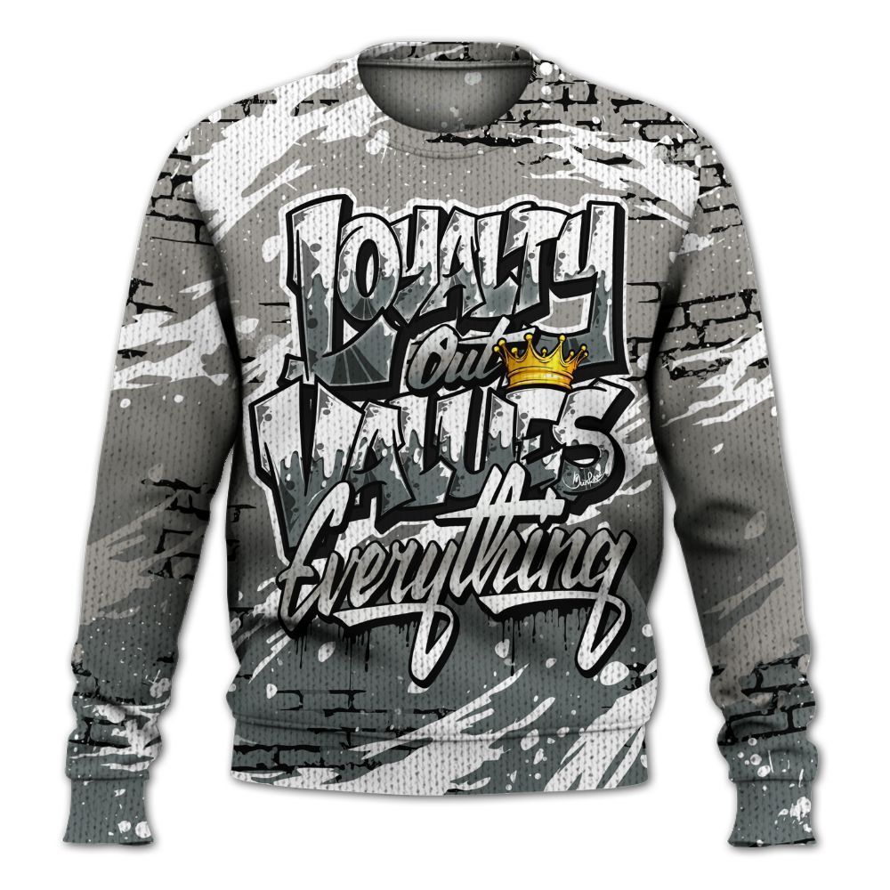 Knitted Sweater To Match Cool Grey 9s - Values Of Loyalty Drip