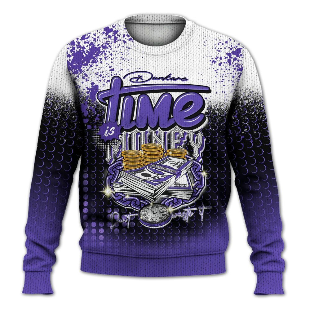 Knitted Sweater To Match Field Purple 12s - Halftone Time Is Money