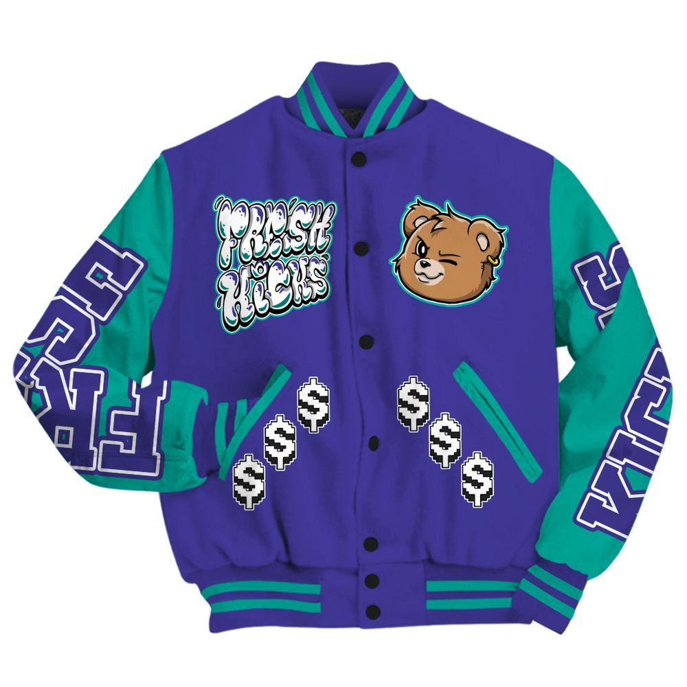 Varsity Jacket To Match Retro Grape 5s - Fresh Kicks Bear Moneys All Over Print