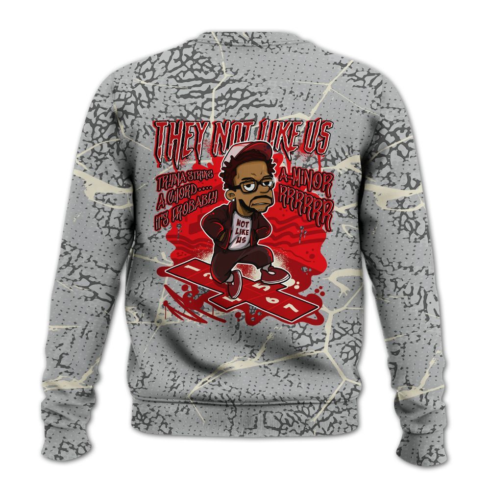 Sweatshirt To Match Cement Grey 3s - Hopscotch Dislike Us Graphic Crack All Over Print