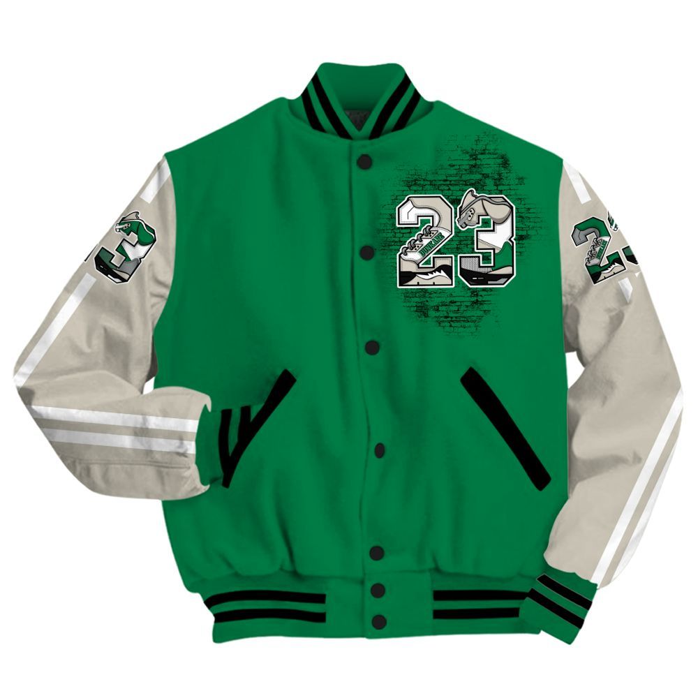 Varsity Jacket To Match Lucky Green 2s - Custom Name Number 23 5s All Over Print