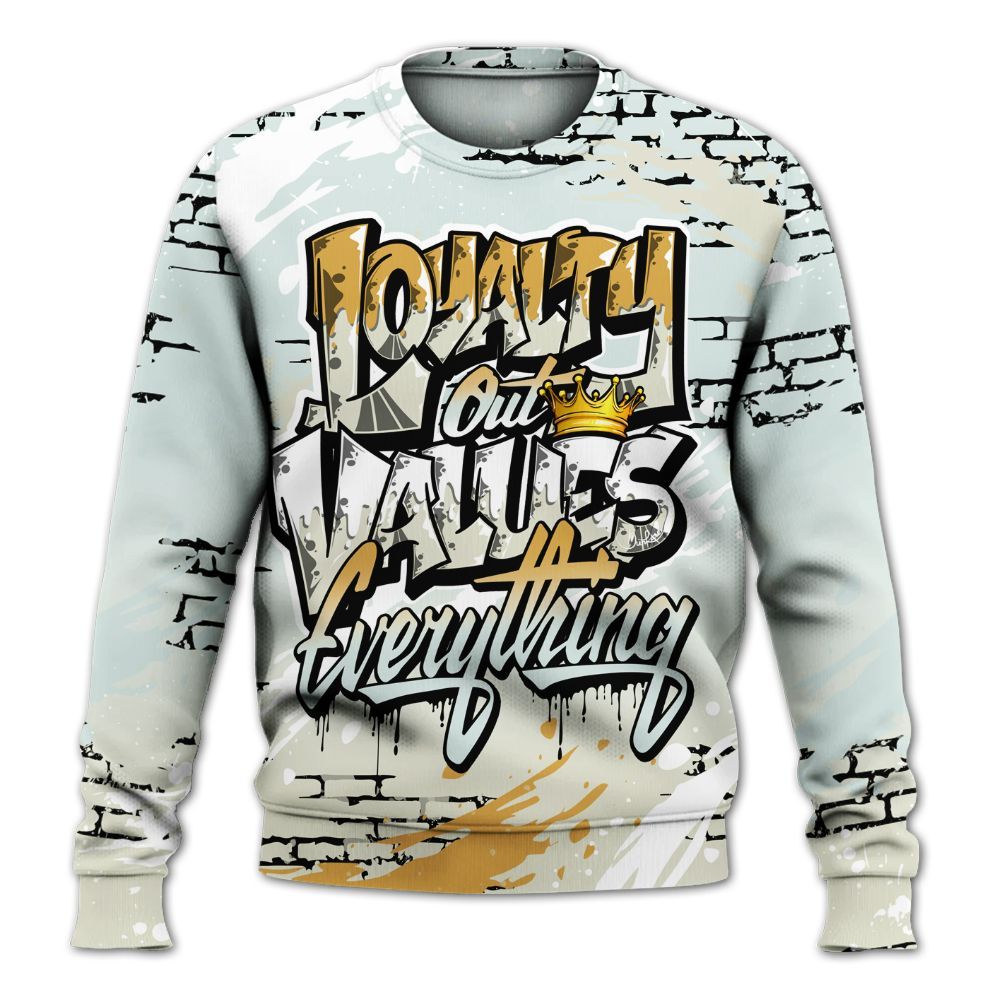 Sweatshirt To Match Pure Platinum 4s - Values Of Loyalty Drip All Over Print